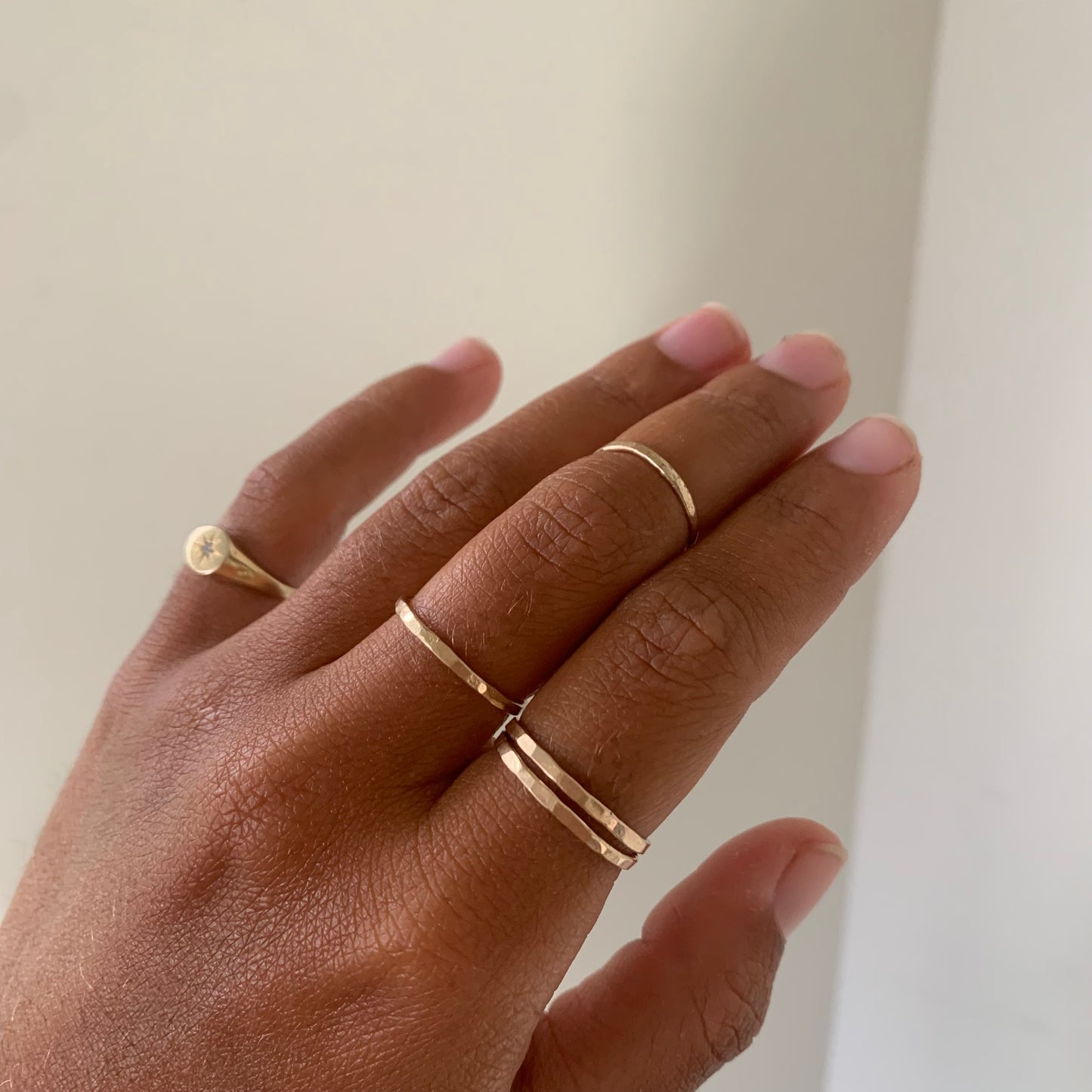 Roughly Hammered Stacker Rings - Gold Fill