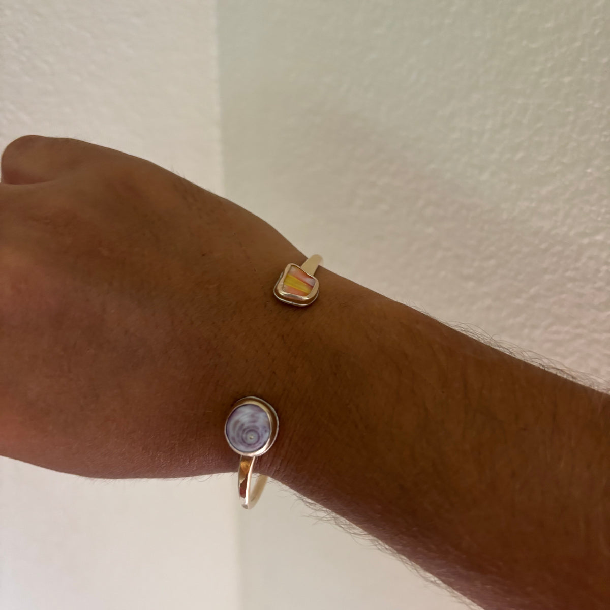 Puka Shell and Sunny Chip Cuff - Gold Fill