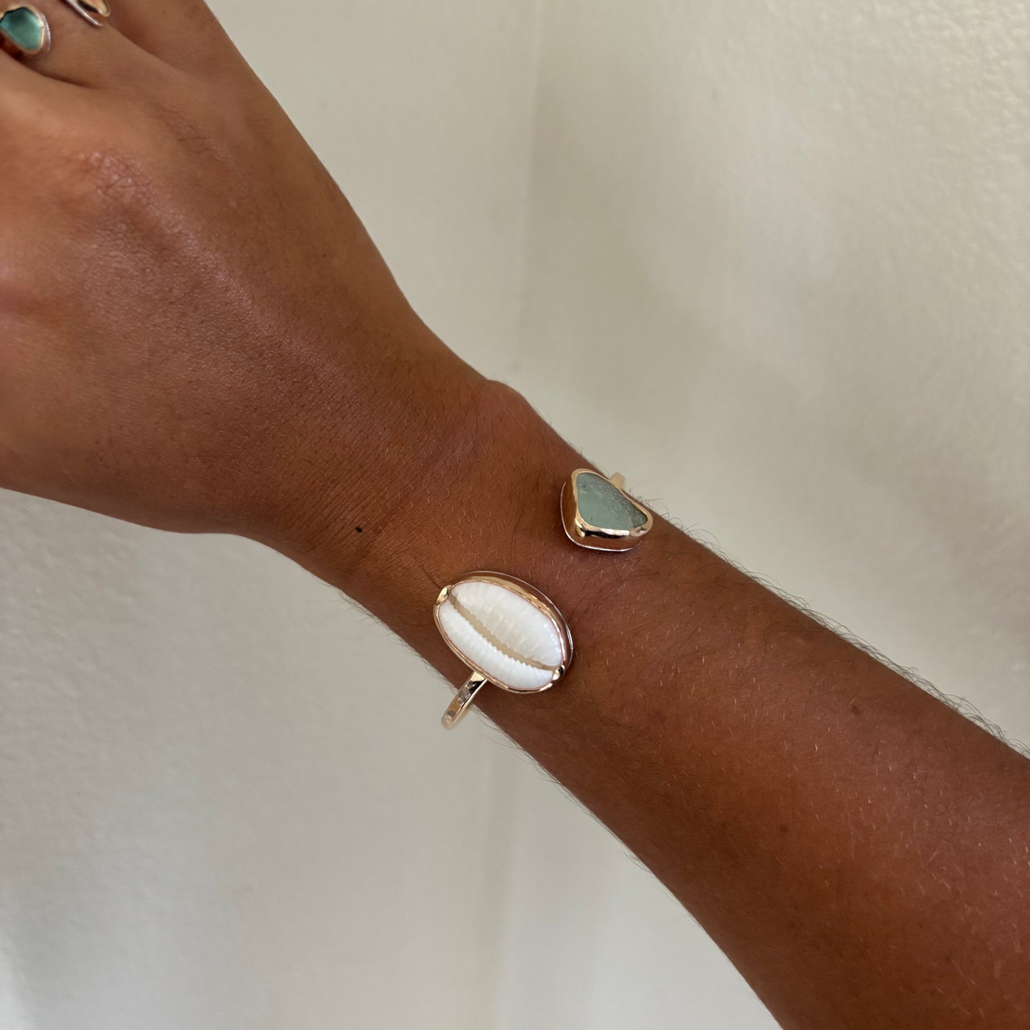 Cowrie and Seaglass Cuff