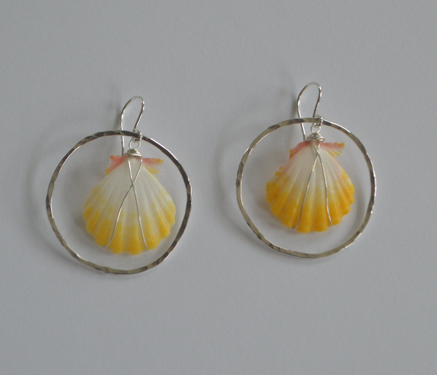 Simple Sunrise Shell Hoops - Sterling Silver