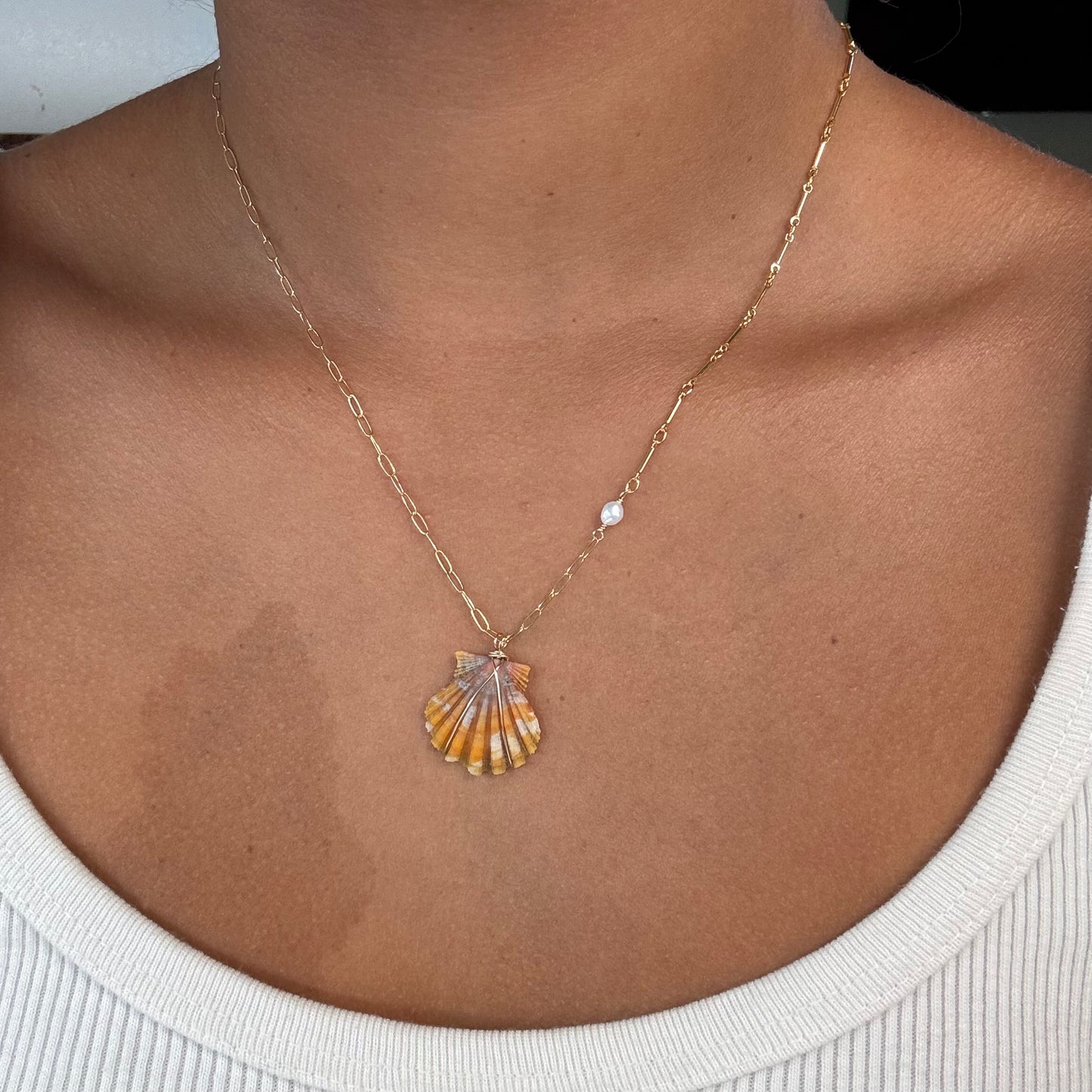 Asymmetrical Sunrise Shell Necklace