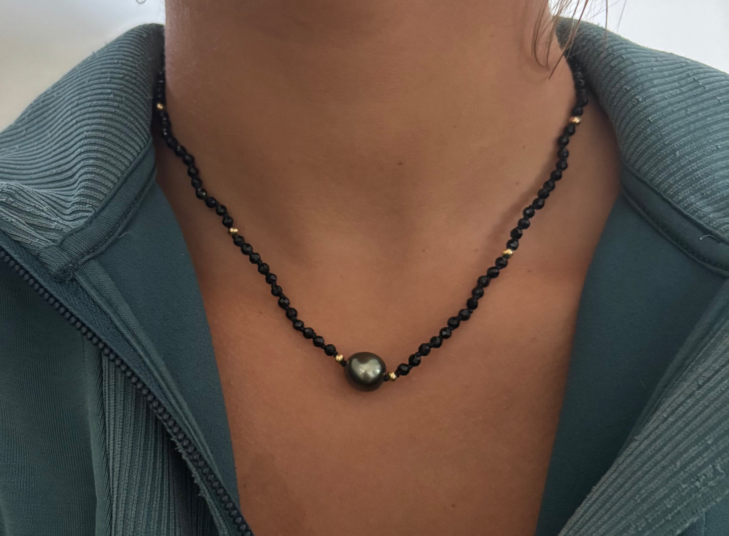 Silk knotted Tahitian Pearl Necklace