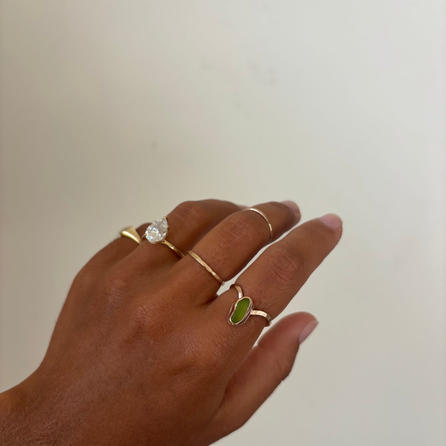 Unique Gold Fill Seaglass Rings