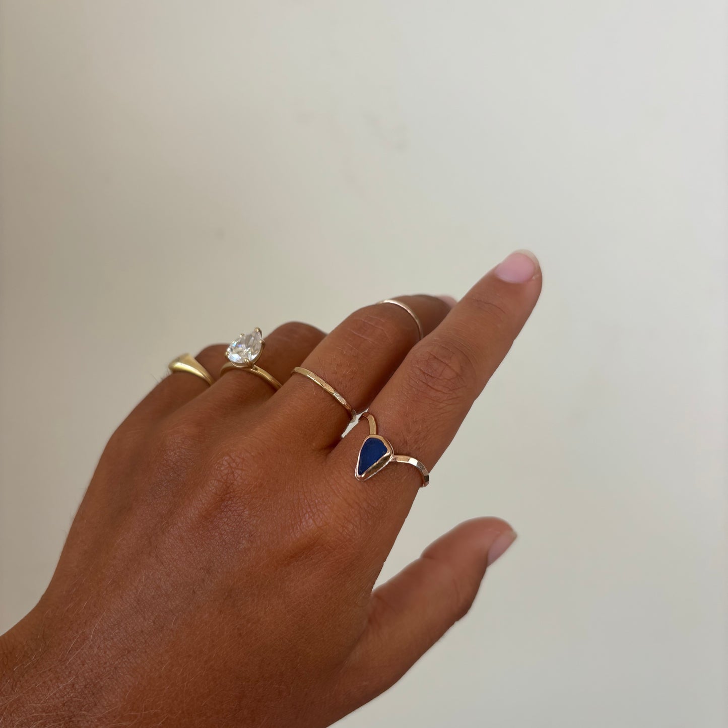 Unique Gold Fill Seaglass Rings