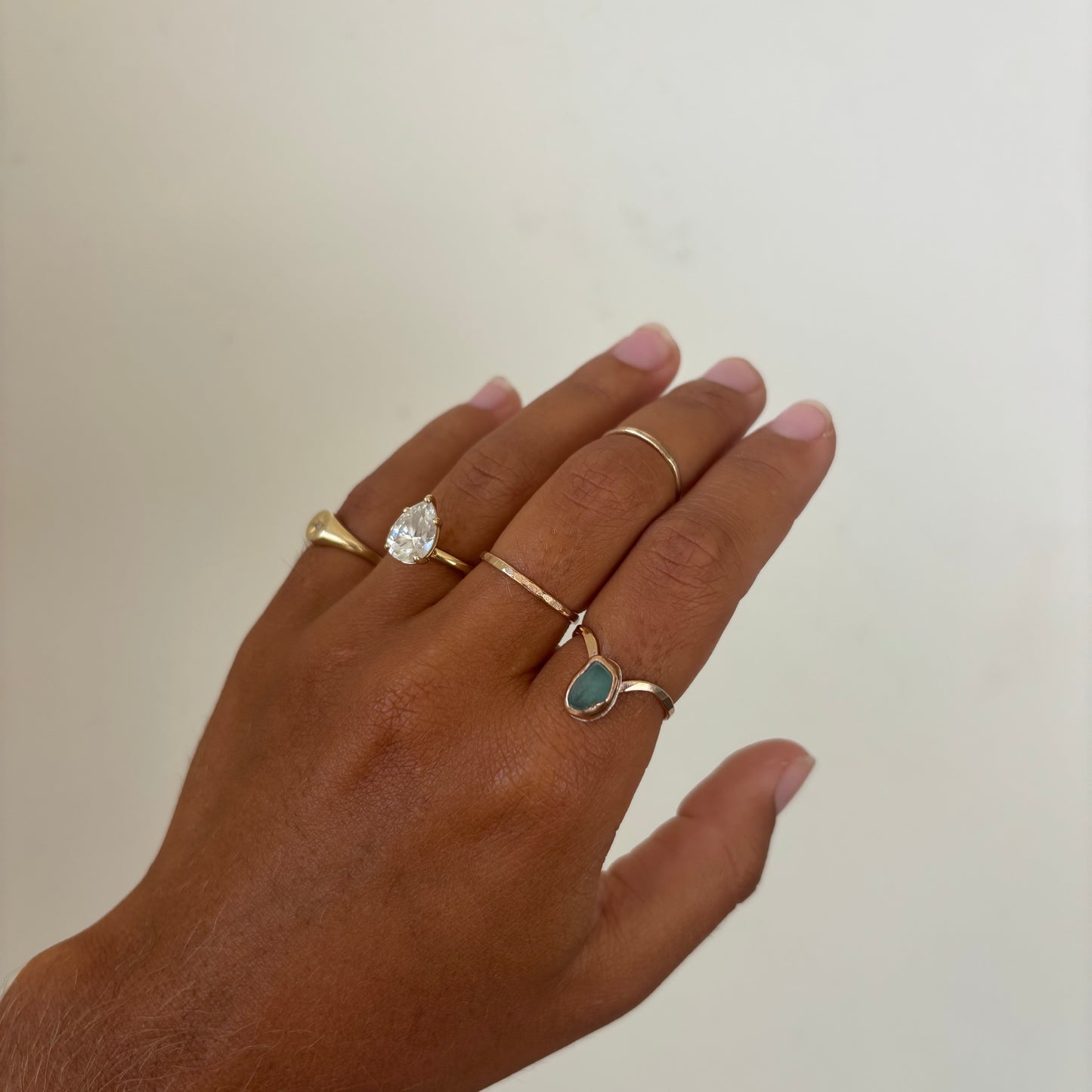 Unique Gold Fill Seaglass Rings