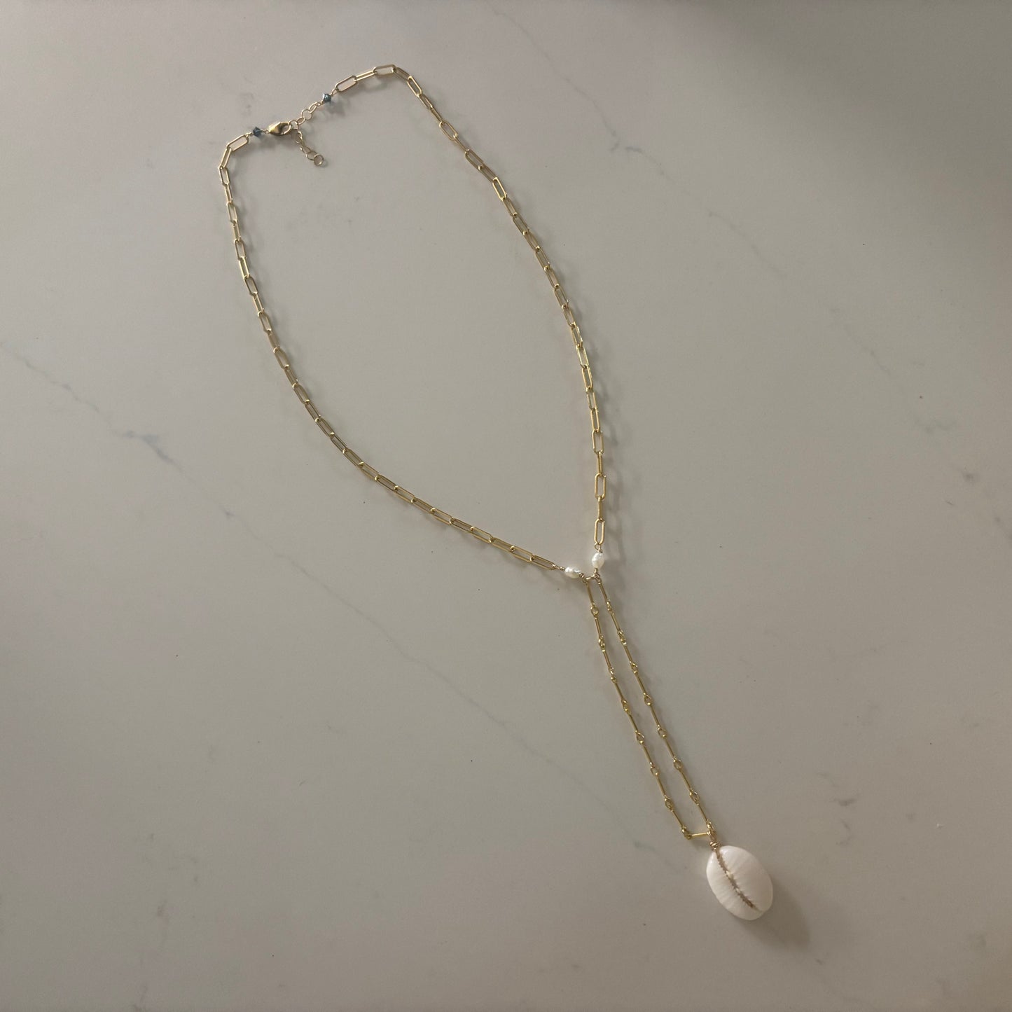 Cowrie Shell Lariat Necklace