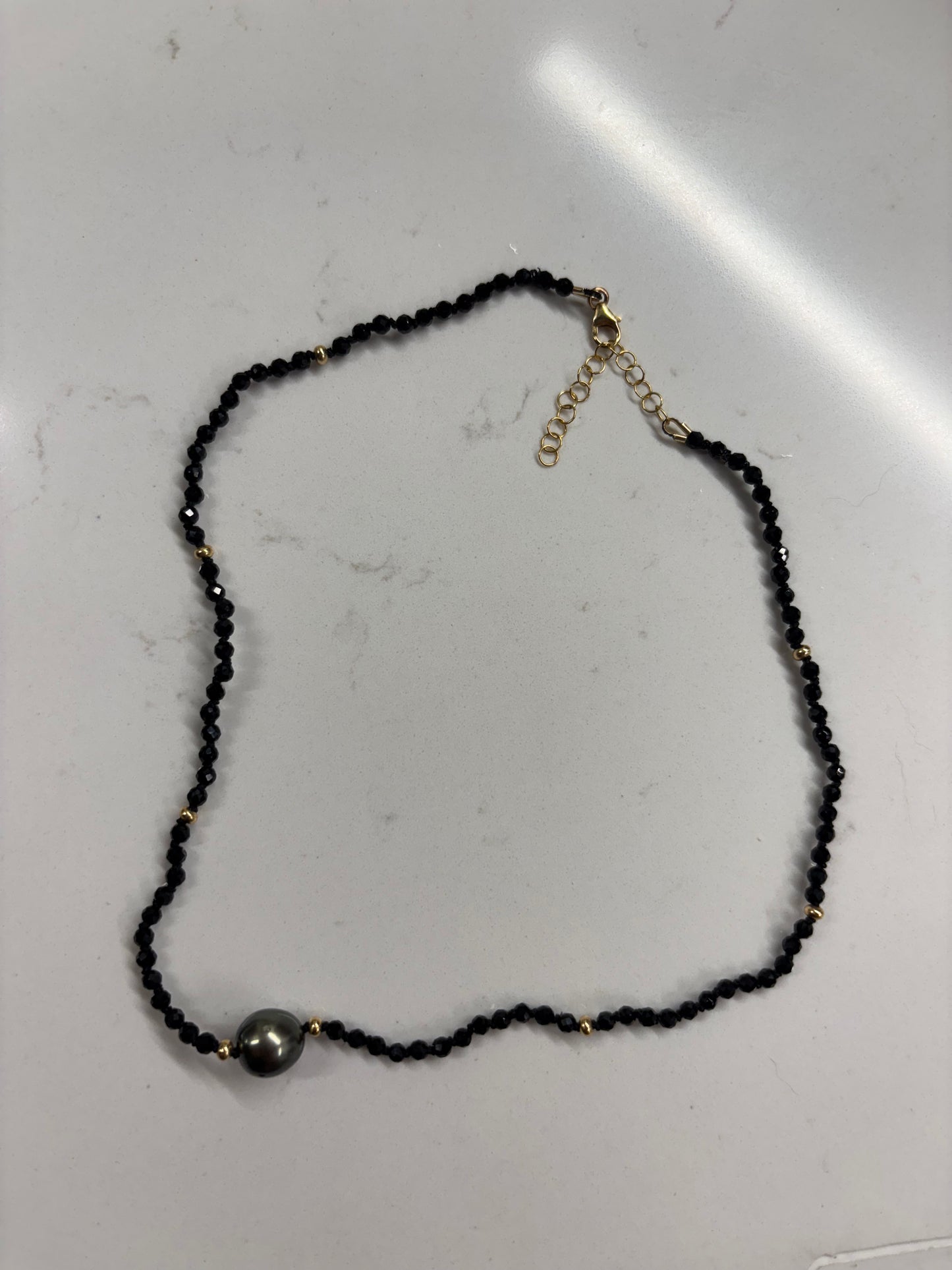 Silk knotted Tahitian Pearl Necklace