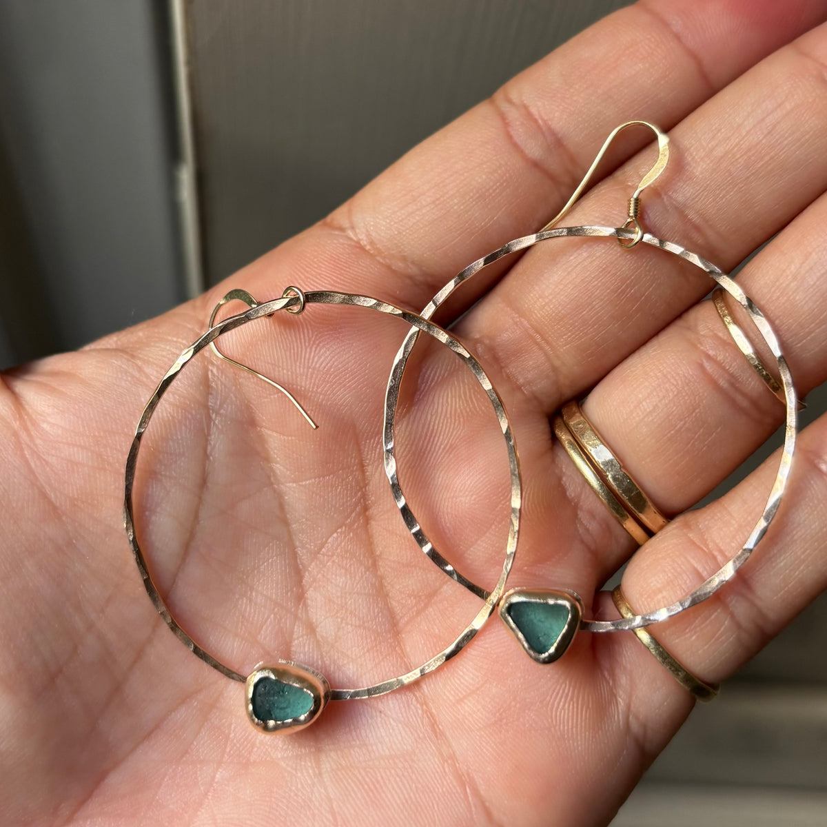 Seaglass Hoops
