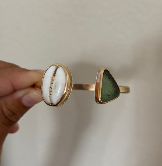 Cowrie and Seaglass Cuff