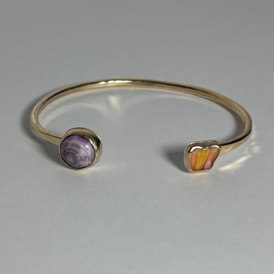Puka Shell and Sunny Chip Cuff - Gold Fill