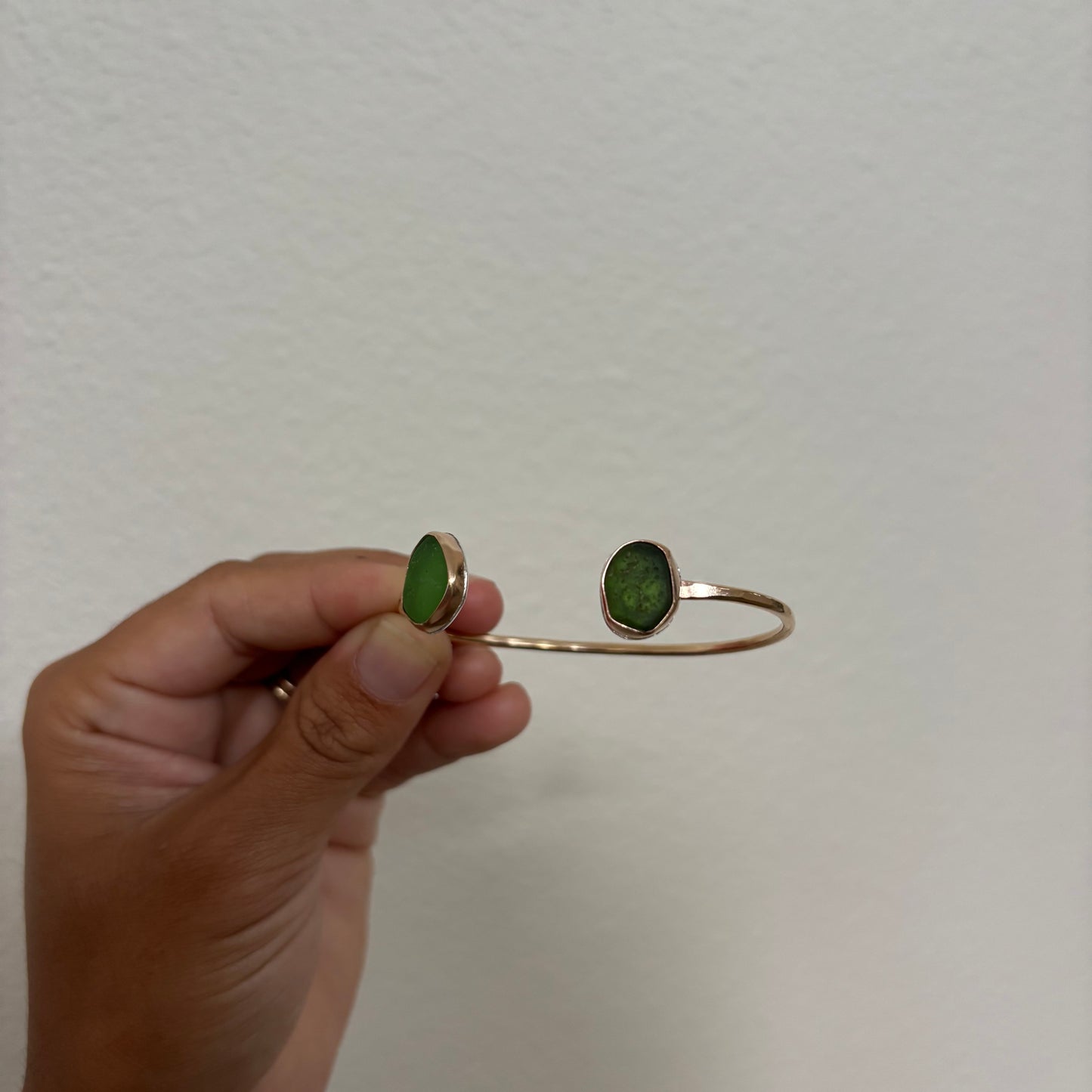 Double Seaglass Cuff - Gold Fill