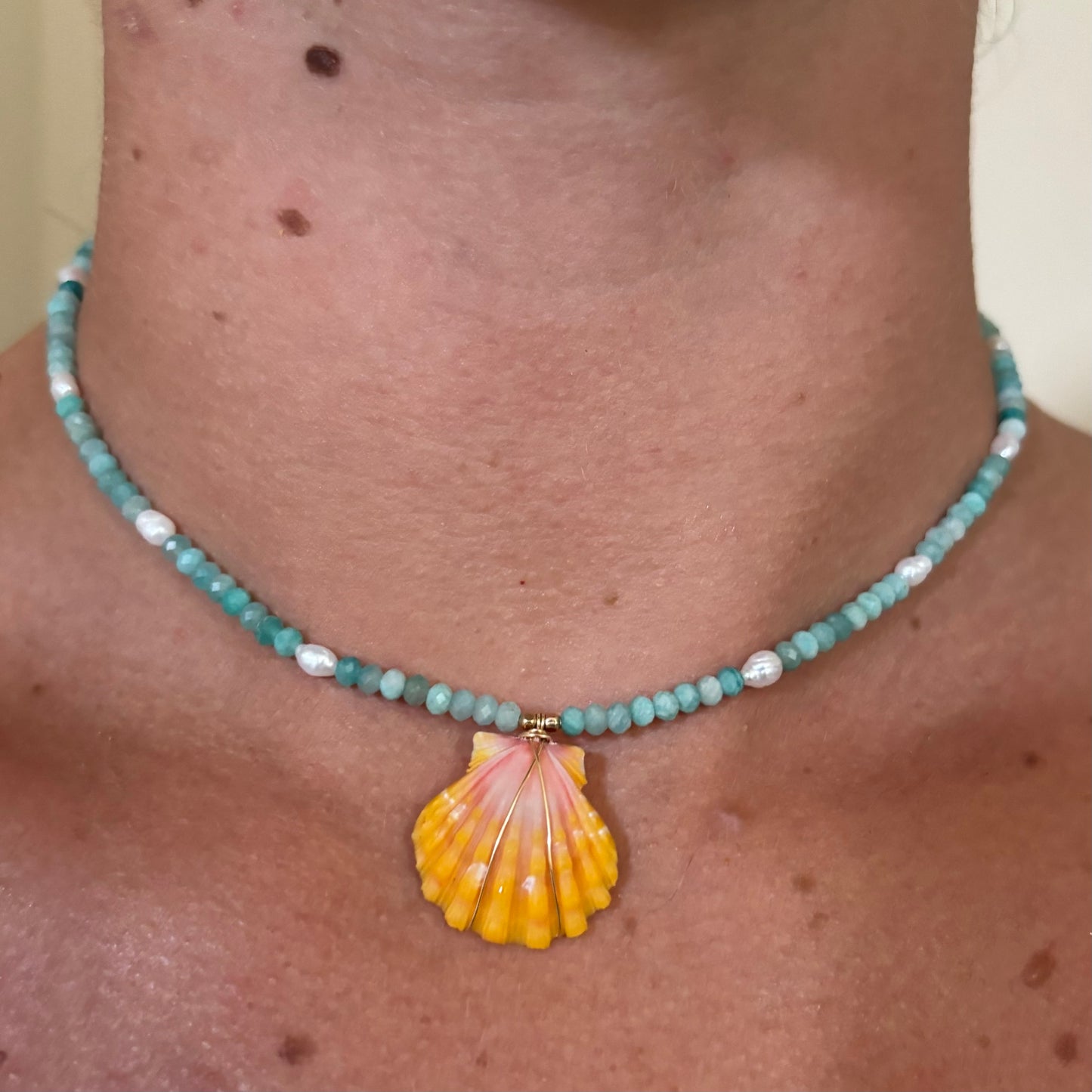 Sunrise Shell Amazonite Necklace