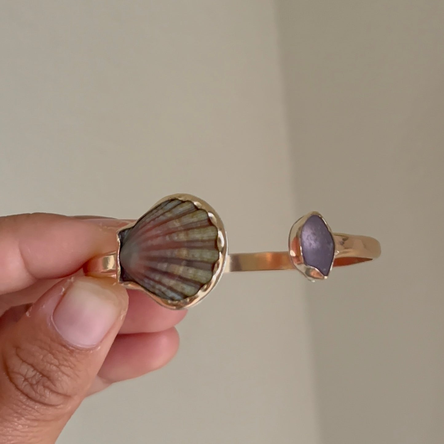 *Rare Symmetrical Sunrise Shell Cuff - Gold Fill