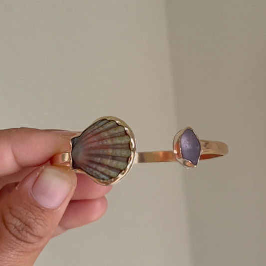 *Rare Symmetrical Sunrise Shell Cuff - Gold Fill