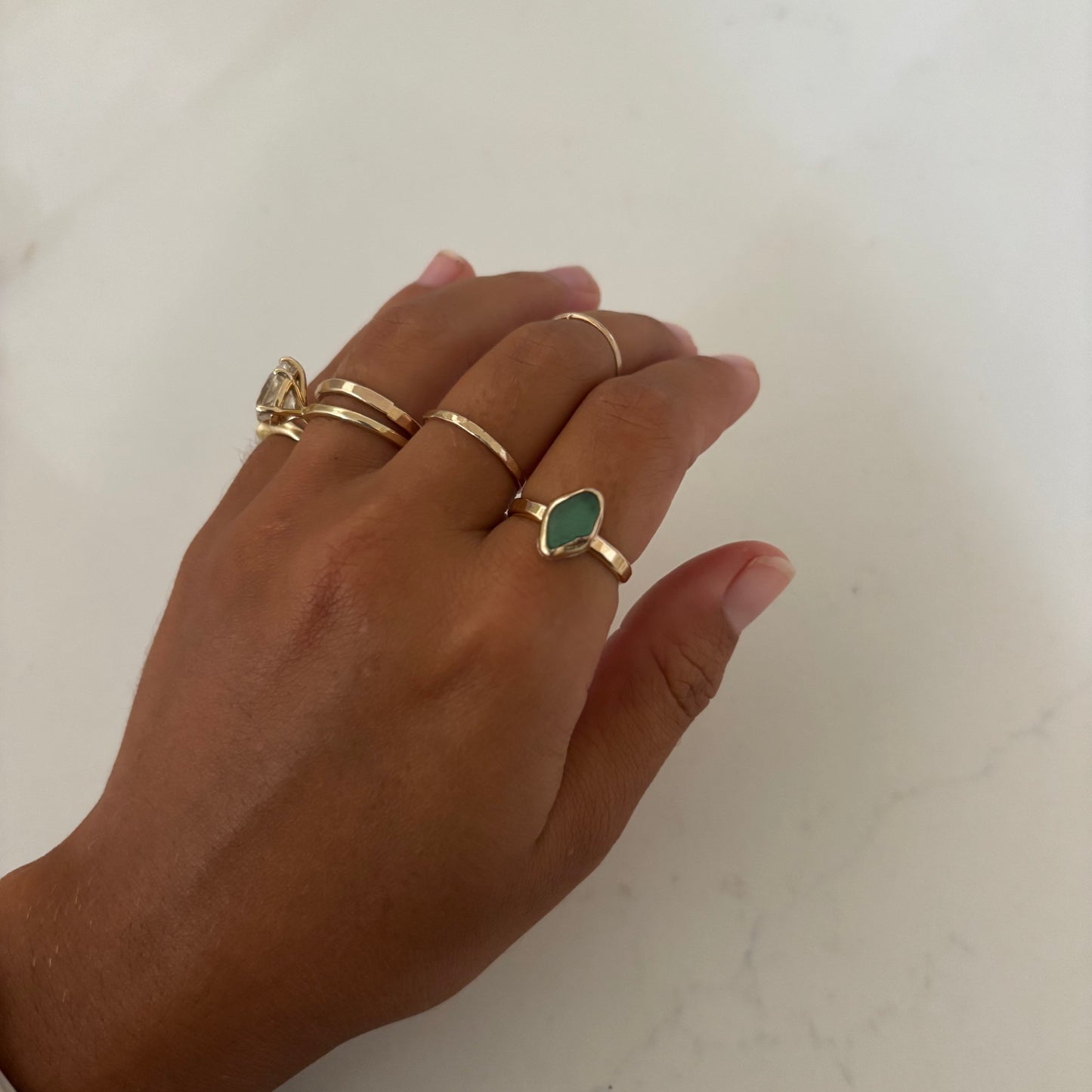 Gold Fill Seaglass Rings