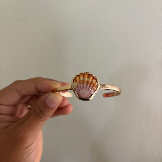 Sunrise Shell Power Cuff - Gold Fill
