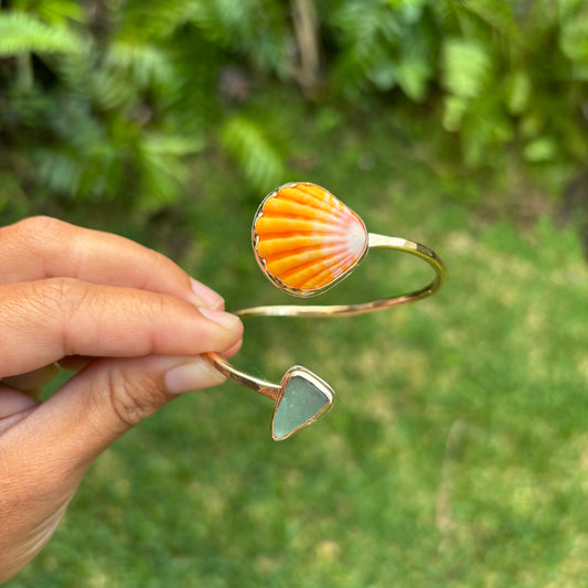 Sunrise Shell Cuff - Gold Fill