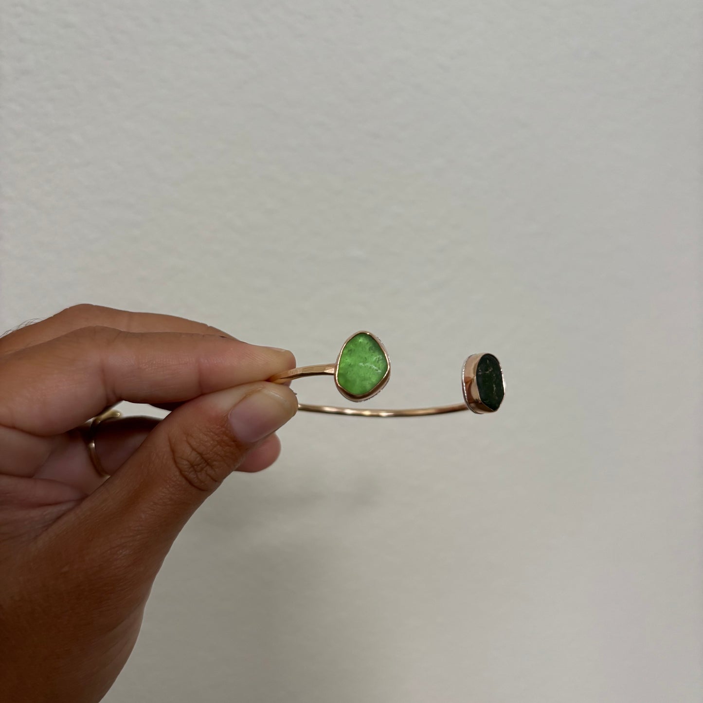 Double Seaglass Cuff - Gold Fill