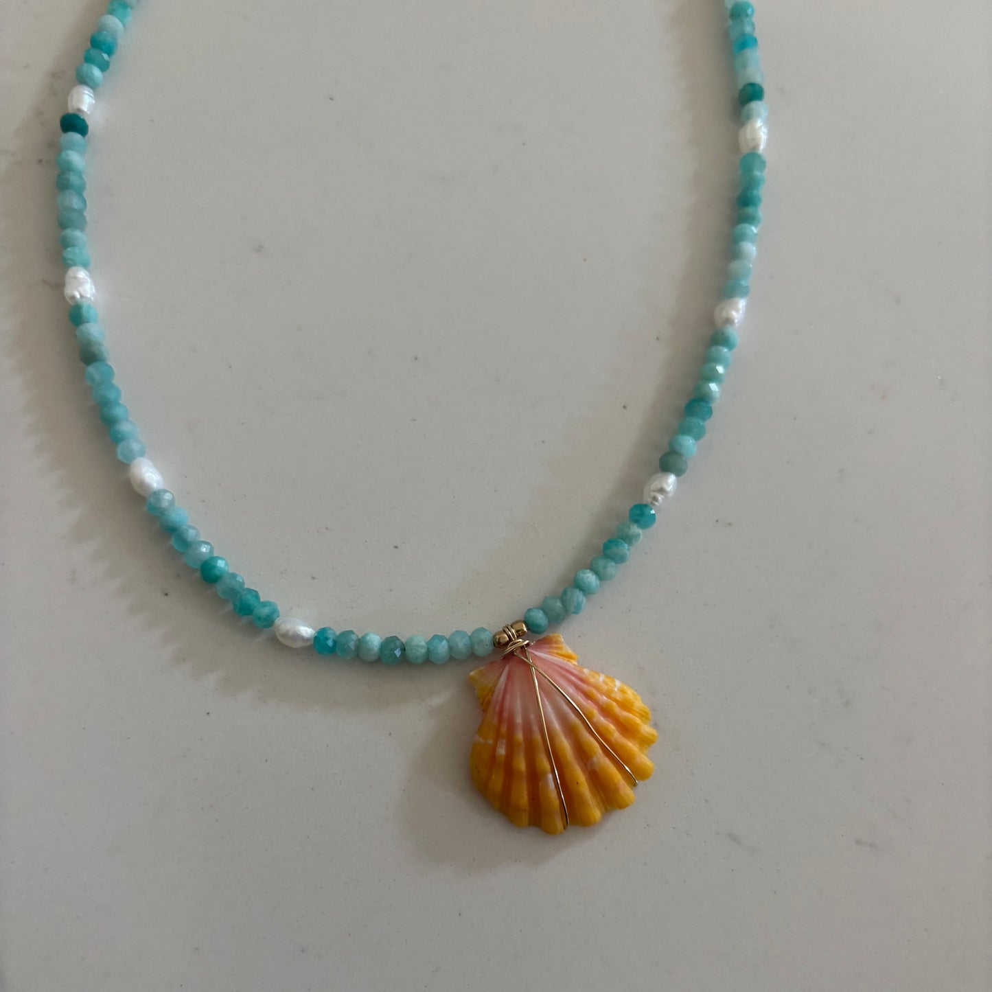 Sunrise Shell Amazonite Necklace