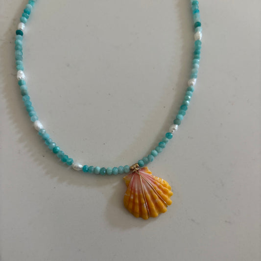 Sunrise Shell Amazonite Necklace