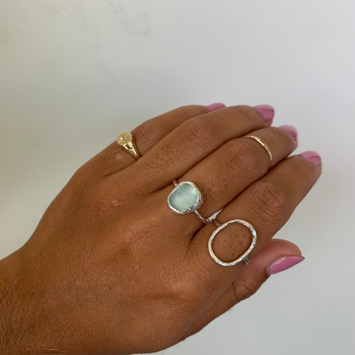Silver Sea Glass Rings
