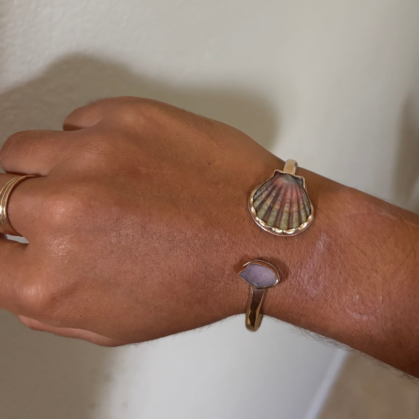 *Rare Symmetrical Sunrise Shell Cuff - Gold Fill