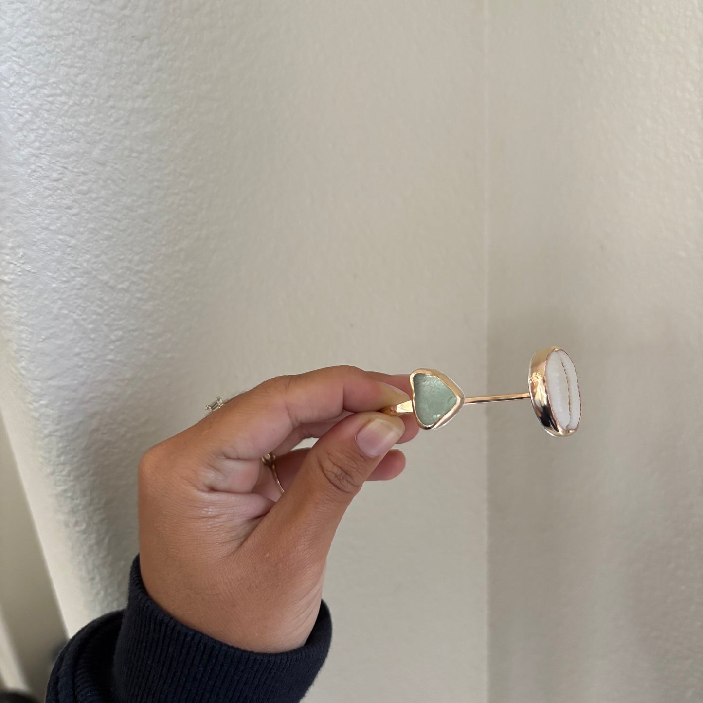 Cowrie and Seaglass Cuff