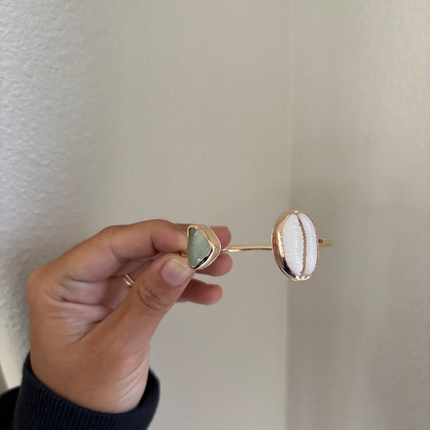 Cowrie and Seaglass Cuff