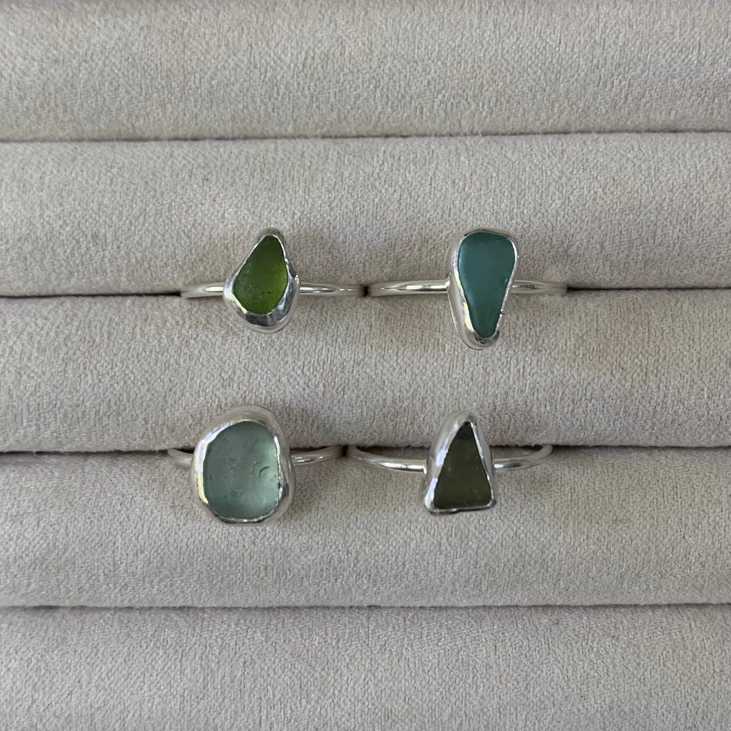 Silver Sea Glass Rings