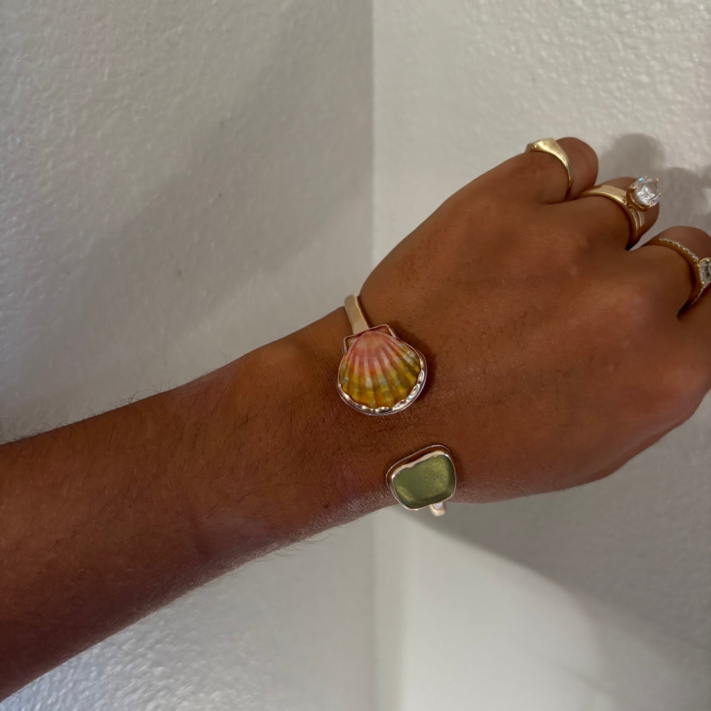 Symmetrical Sunrise Shell Cuff - Gold Fill