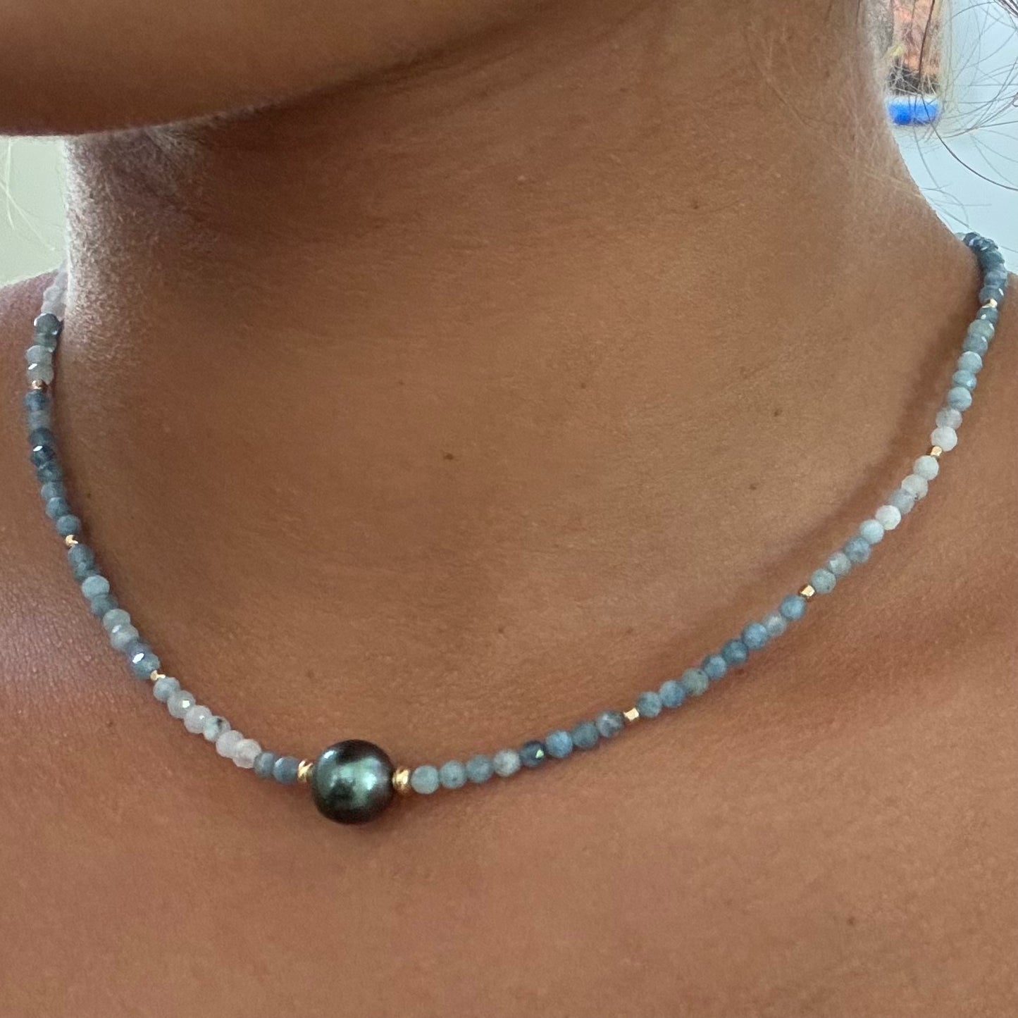 Tahitian Pearl Aquamarine Necklace