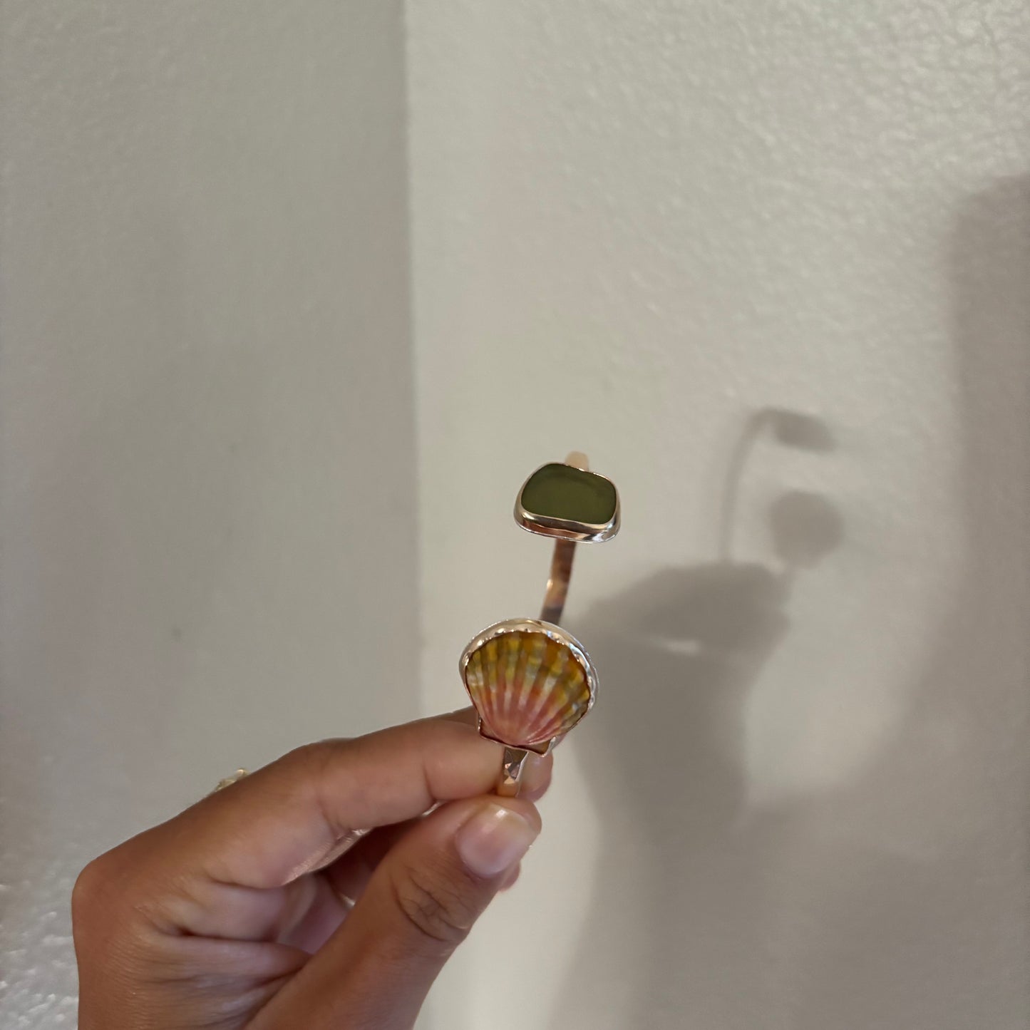 Symmetrical Sunrise Shell Cuff - Gold Fill