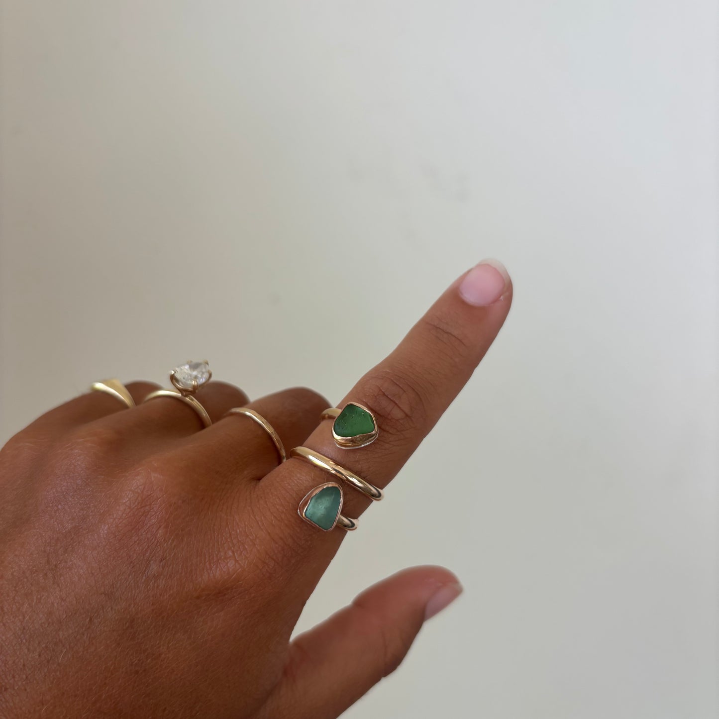 Swirly Double Sea Glass Ring