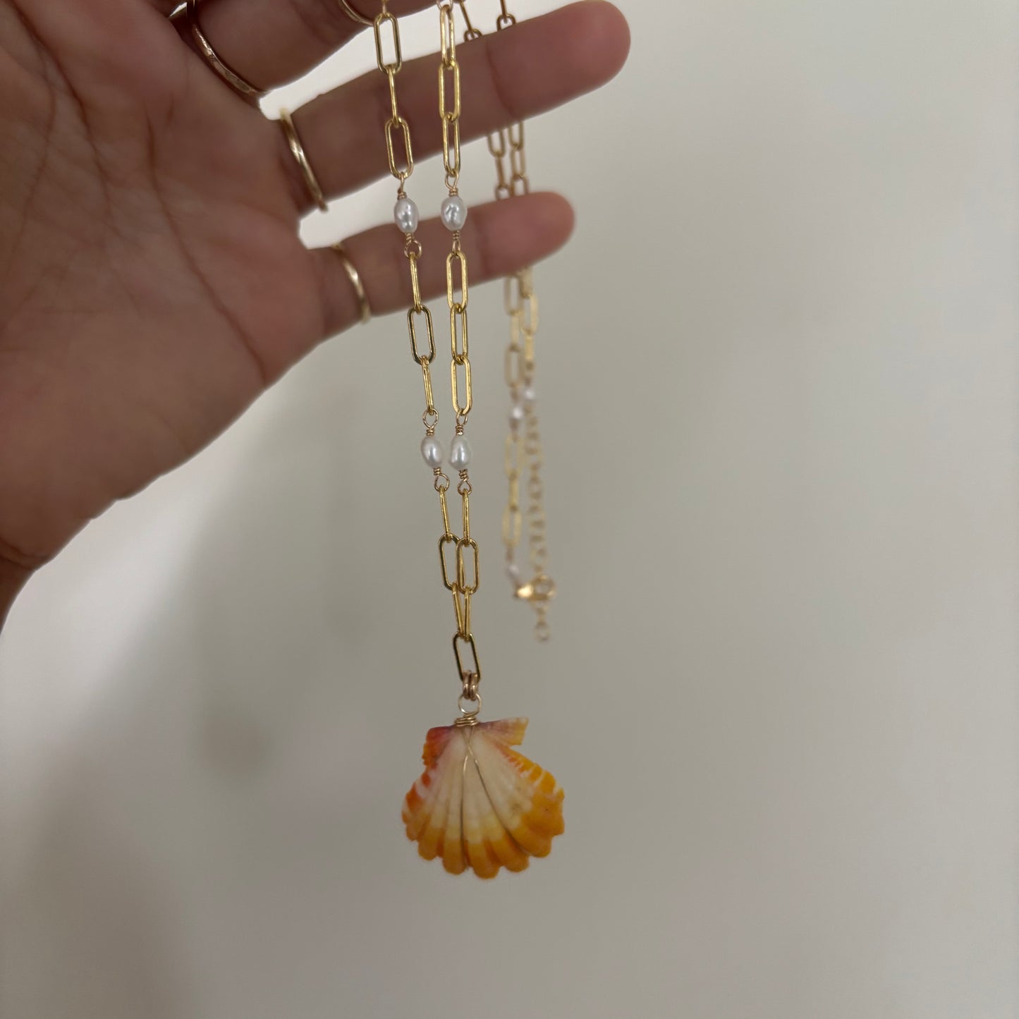 Sunrise Shell + Pearl Necklace