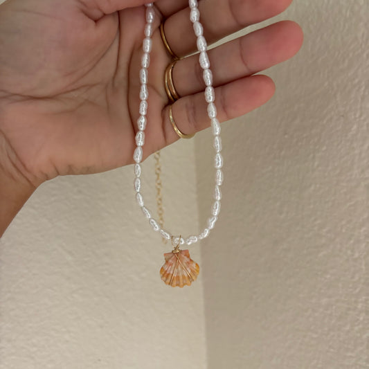 Sunrise Shell Pearl Necklace