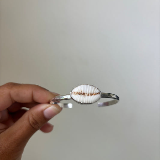 Cowrie Shell Cuff - Silver