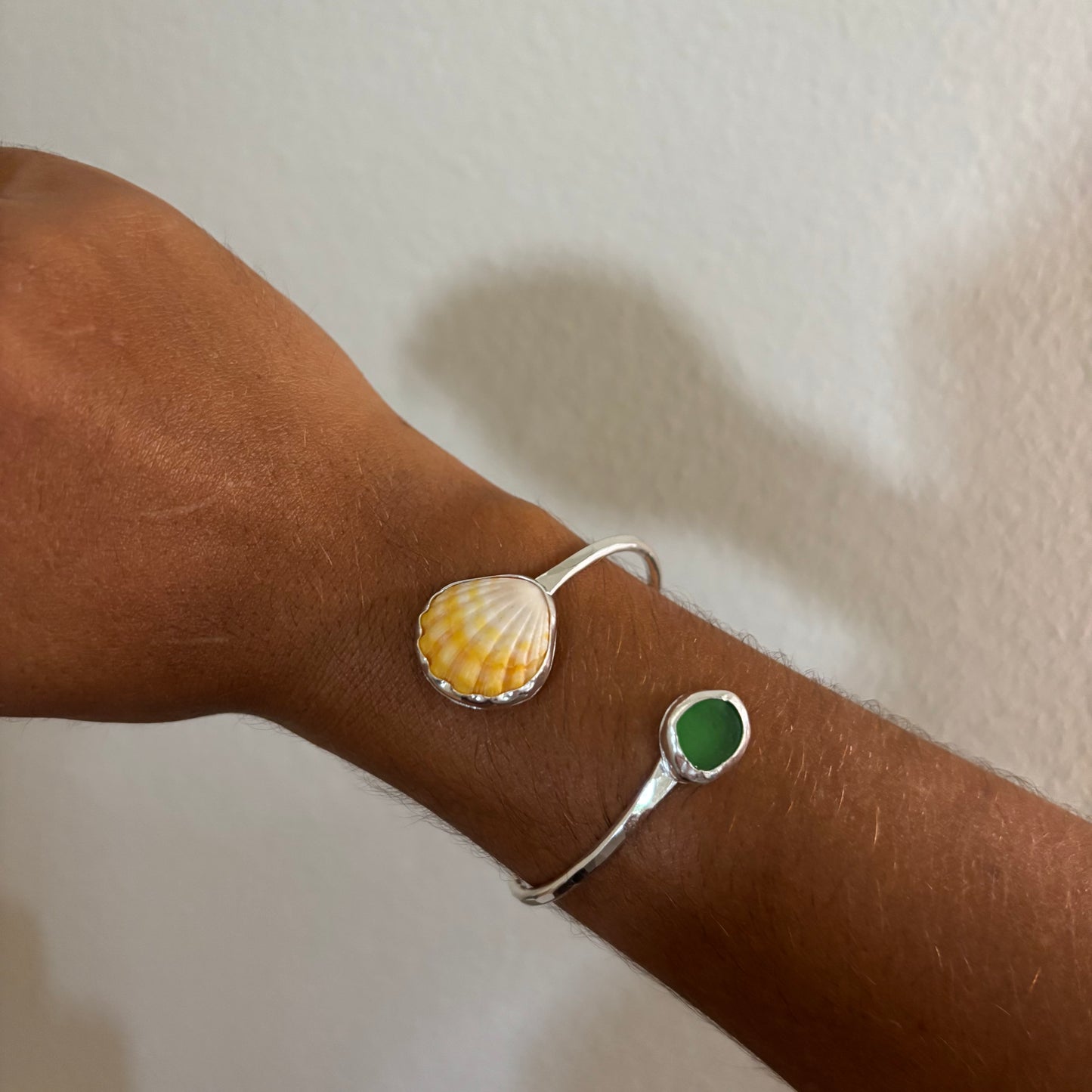 Sunrise Shell Cuff - Silver
