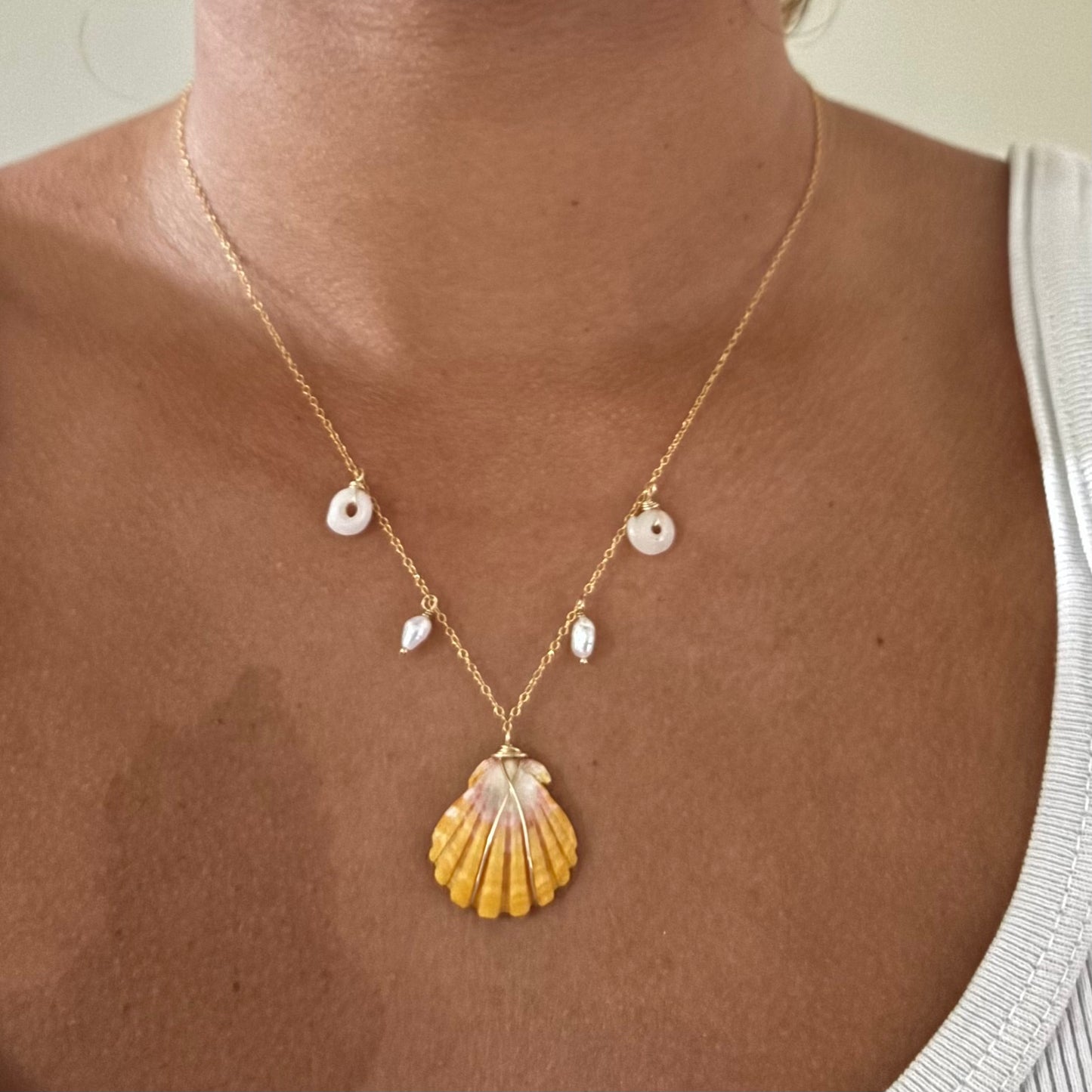 Sunrise Shell Charm Necklace