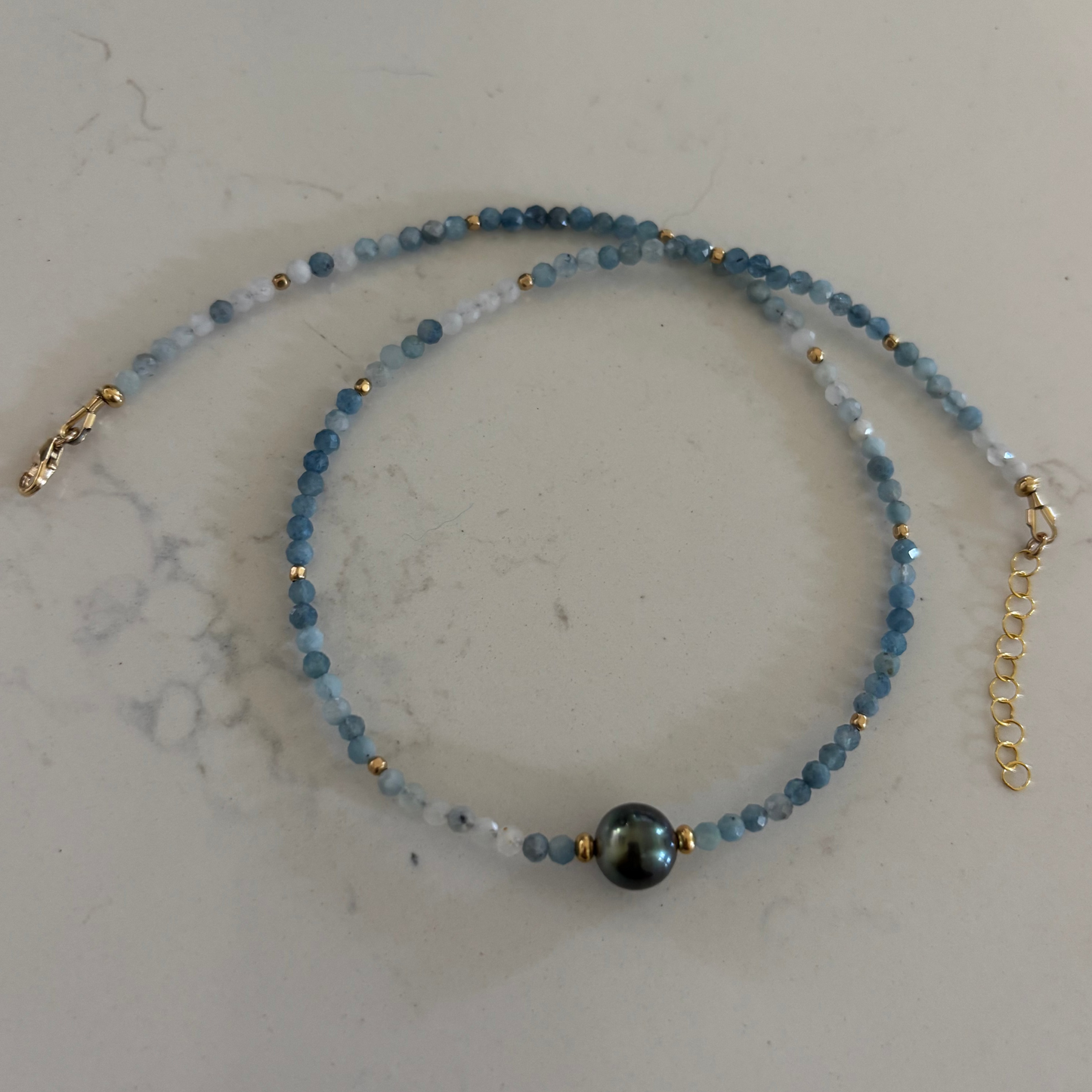 Tahitian Pearl Aquamarine Necklace