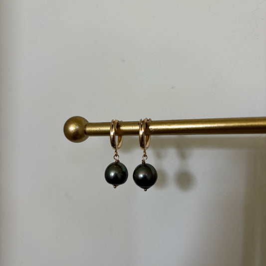 Tahitian Pearl Huggie Hoops