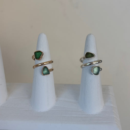 Swirly Double Sea Glass Ring