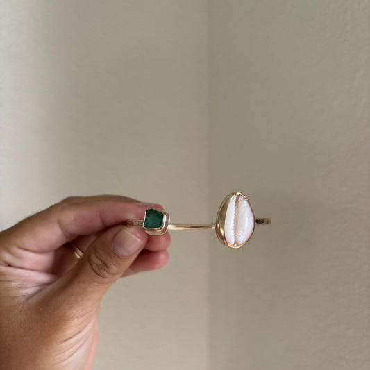 Cowrie and Seaglass Cuff