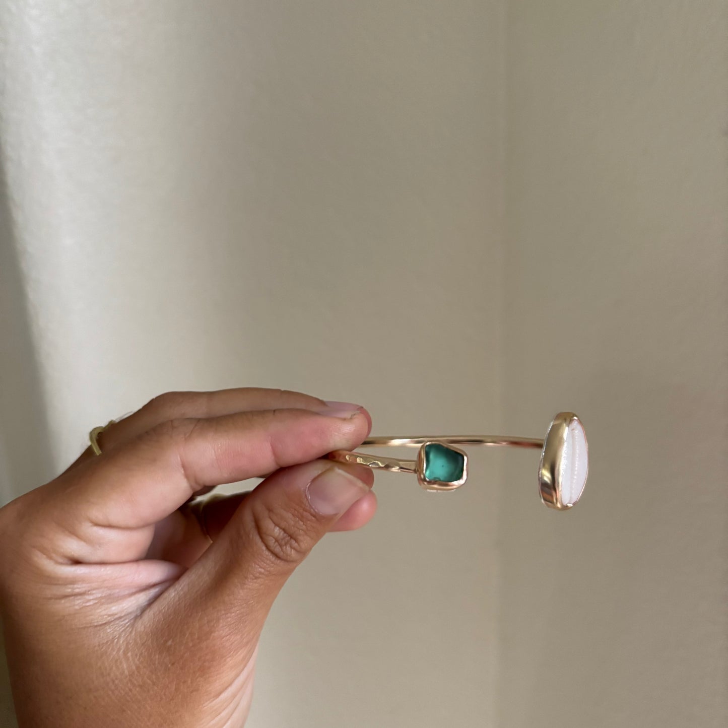 Cowrie and Seaglass Cuff