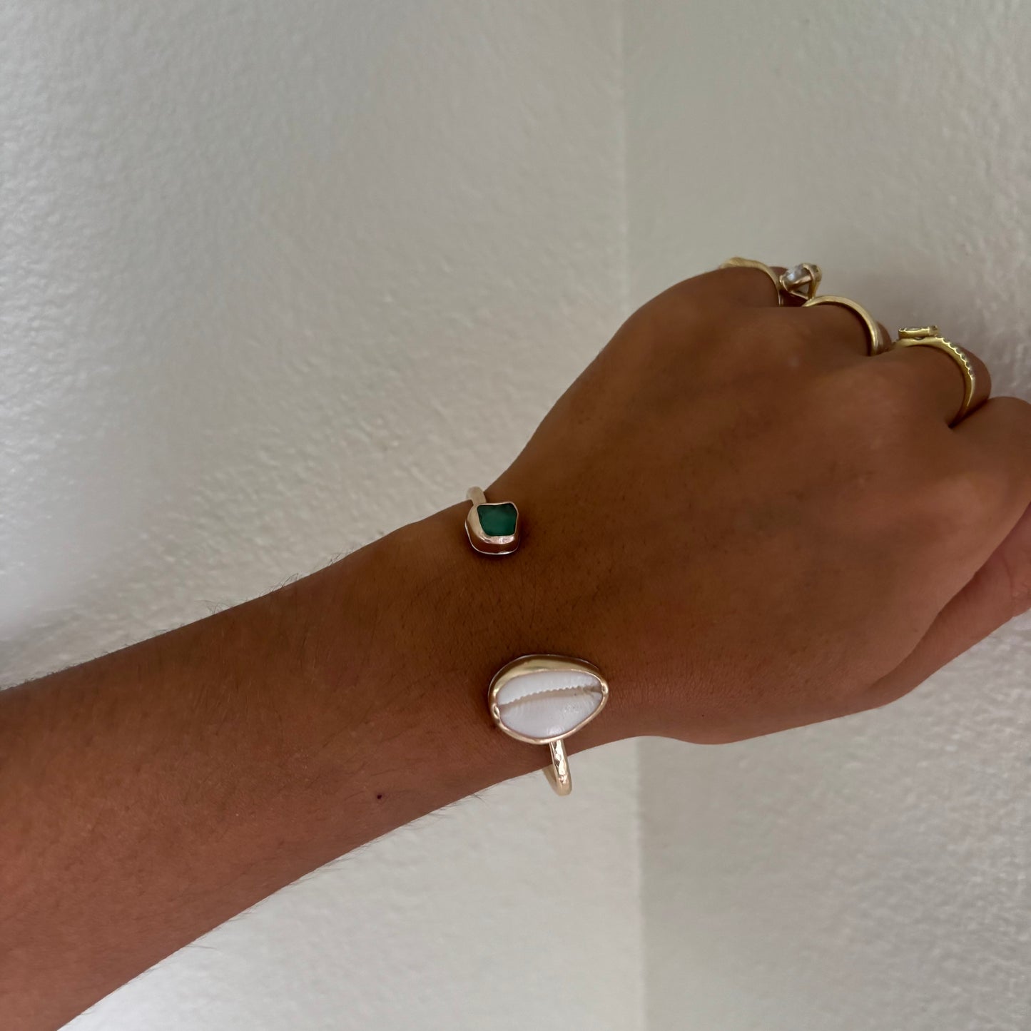 Cowrie and Seaglass Cuff