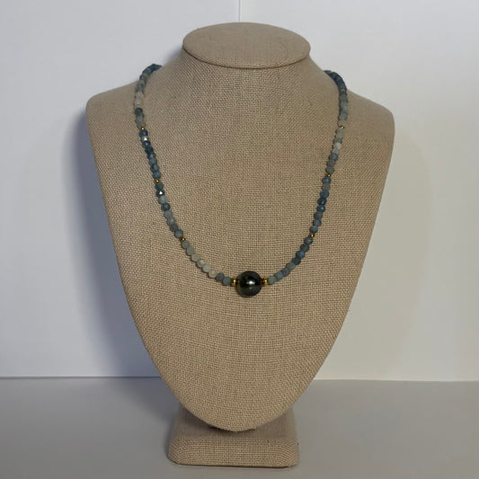 Tahitian Pearl Aquamarine Necklace