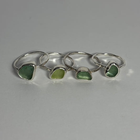Silver Sea Glass Rings